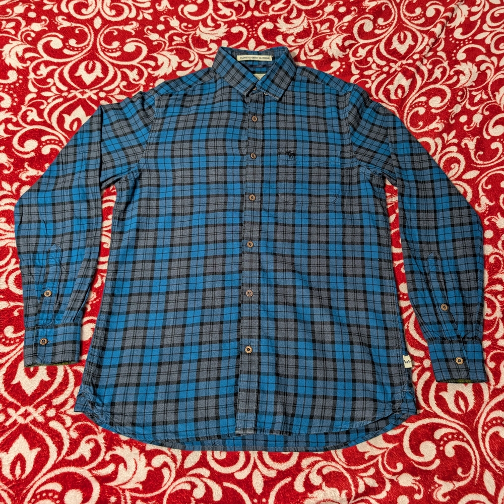 Blue and Black Plaid Men's Shirt